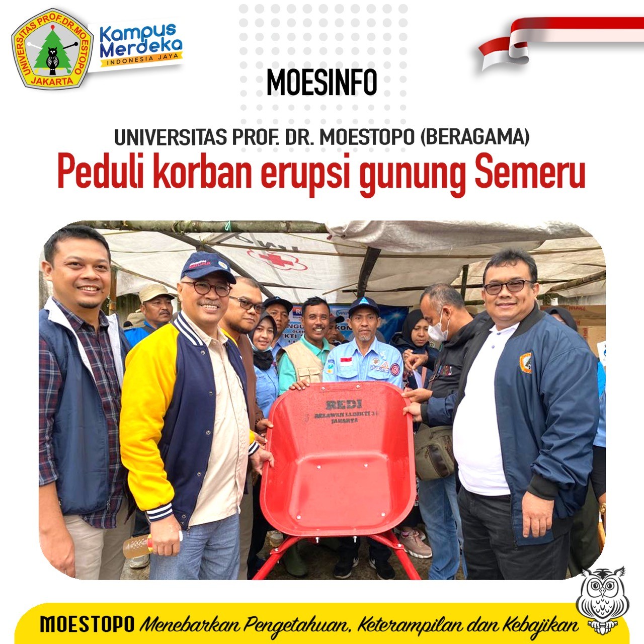 Wakili REDI, Wakil Rektor I Universitas Moestopo Beri Bantuan ke Korban Erupsi Gunung Semeru
